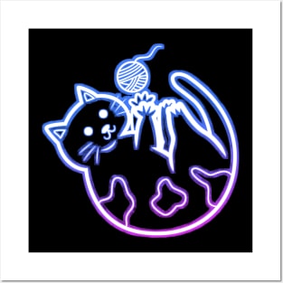 Cute Cat Neon Posters and Art